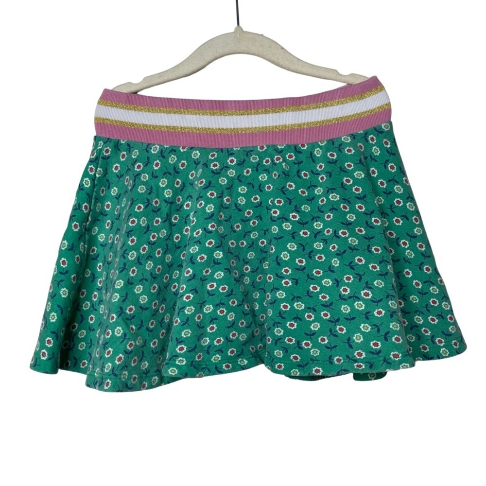 Mini Boden girls green floral skirt Sz 4-5yrs